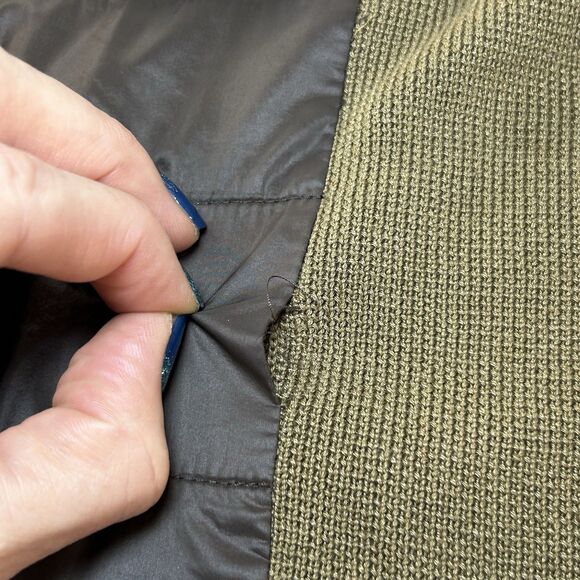 Eddie Bauer Women's Large Green Sweater Vest Military Army Style Full Zip Knit - Picture 11 of 12